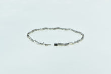 Load image into Gallery viewer, 10K Diamond Wavy Bar Link Statement Chain Bracelet 7..25" White Gold