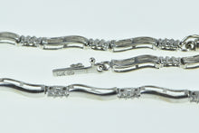 Load image into Gallery viewer, 10K Diamond Wavy Bar Link Statement Chain Bracelet 7..25" White Gold