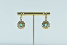 Load image into Gallery viewer, 10K 2.98 Ctw Emerald Diamond Halo Dangle Earrings Yellow Gold