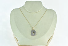 Load image into Gallery viewer, 10K Diamond Encrusted D Letter Monogram Initial Pendant Yellow Gold