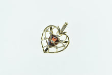 Load image into Gallery viewer, 14K Vintage Pear Garnet Diamond Caged Heart Love Pendant Yellow Gold