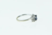 Load image into Gallery viewer, 14K Oval Sapphire Diamond Vintage Engagement Ring White Gold