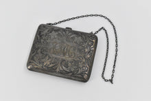 Load image into Gallery viewer, Sterling Silver 1908 Engraved Floral Scroll Ornate Silk Coin Purse