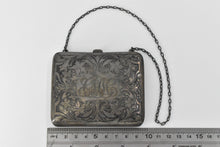 Load image into Gallery viewer, Sterling Silver 1908 Engraved Floral Scroll Ornate Silk Coin Purse