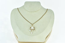 Load image into Gallery viewer, 10K Victorian Baroque Pearl Drop Statement Necklace 16.5" Yellow Gold