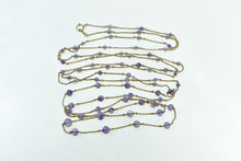 Load image into Gallery viewer, 14K Amethyst Wheat Palma Link Layering Opera Chain Necklace 97" Yellow Gold