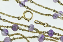 Load image into Gallery viewer, 14K Amethyst Wheat Palma Link Layering Opera Chain Necklace 97" Yellow Gold