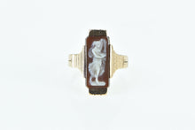 Load image into Gallery viewer, 10K Vintage Carved Carnelian Cameo Lady in a Dress Ring Yellow Gold