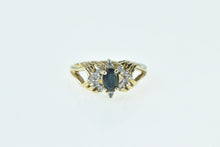 Load image into Gallery viewer, 10K Oval Sapphire Diamond Cluster Engagement Ring Yellow Gold