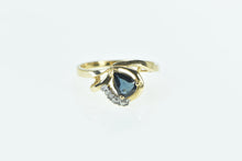 Load image into Gallery viewer, 14K Pear Sapphire Diamond Vintage Curvy Fashion Ring Yellow Gold
