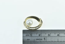 Load image into Gallery viewer, 14K Diamond Oval 7.8mm Pearl Loop Statement Pendant Yellow Gold