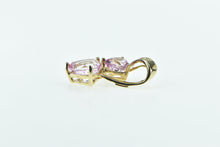 Load image into Gallery viewer, 10K Heart Pink Topaz Diamond Curved Love Symbol Pendant Yellow Gold