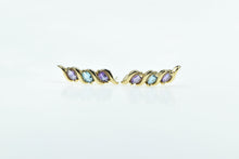 Load image into Gallery viewer, 14K Amethyst Blue Topaz Marquise Drop Fashion Earrings Yellow Gold