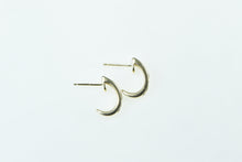 Load image into Gallery viewer, 10K Pink Topaz Diamond Curved Bar Semi Hoop Earrings Yellow Gold