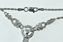 Load image into Gallery viewer, 14K 0.93 Ctw Diamond Pearl Chevron Statement Necklace 18" White Gold