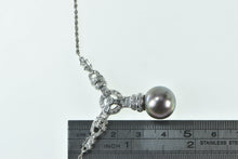 Load image into Gallery viewer, 14K 0.93 Ctw Diamond Pearl Chevron Statement Necklace 18" White Gold