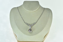 Load image into Gallery viewer, 14K 0.93 Ctw Diamond Pearl Chevron Statement Necklace 18" White Gold