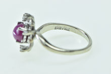 Load image into Gallery viewer, 14K 1960's Syn. Pink Star Sapphire Diamond Flower Ring White Gold