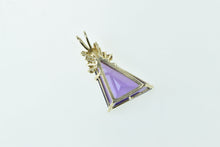 Load image into Gallery viewer, 14K Trillion Amethyst Diamond Accent Statement Pendant Yellow Gold