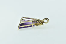 Load image into Gallery viewer, 14K Trillion Amethyst Diamond Accent Statement Pendant Yellow Gold