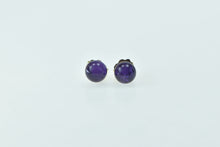 Load image into Gallery viewer, 14K Round Amethyst Sphere Ball Stud Earrings Yellow Gold