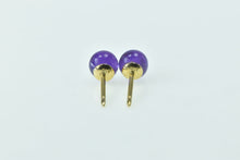 Load image into Gallery viewer, 14K Round Amethyst Sphere Ball Stud Earrings Yellow Gold