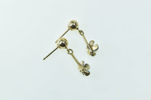 Load image into Gallery viewer, 14K Forget Me Not Enamel Flower Pearl Dangle Earrings Yellow Gold