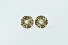 Load image into Gallery viewer, 14K Vintage Pearl Pleated Burst Rosette Stud Earrings Yellow Gold