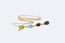 Load image into Gallery viewer, 18K Amethyst Topaz Garnet Peridot Drop Chain Necklace 16.25" Yellow Gold