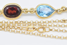 Load image into Gallery viewer, 18K Amethyst Topaz Garnet Peridot Drop Chain Necklace 16.25" Yellow Gold