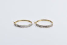 Load image into Gallery viewer, 10K 1.00 Ctw Diamond Encrusted 28mm Hoop Earrings Yellow Gold