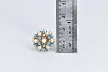 Load image into Gallery viewer, 14K 1960's Seed Pearl Turquoise Domed Cocktail Ring Yellow Gold