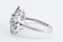 Load image into Gallery viewer, 10K Blue Topaz Citrine Peridot Diamond Cluster Ring White Gold