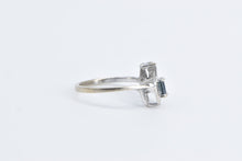 Load image into Gallery viewer, 10K Oval Sapphire Diamond Wavy Engagement Ring White Gold