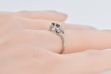Load image into Gallery viewer, 10K Oval Sapphire Diamond Wavy Engagement Ring White Gold