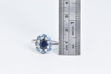 Load image into Gallery viewer, 14K Sapphire Diamond Tanzanite Halo Statement Ring White Gold