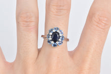 Load image into Gallery viewer, 14K Sapphire Diamond Tanzanite Halo Statement Ring White Gold