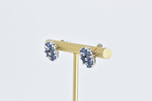 Load image into Gallery viewer, 14K Sapphire Diamond Tanzanite Halo Statement Earrings White Gold