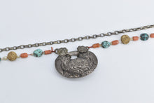 Load image into Gallery viewer, Sterling Silver Coral Turquoise Mangalsutra Ornate Necklace 16.75"
