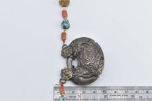 Load image into Gallery viewer, Sterling Silver Coral Turquoise Mangalsutra Ornate Necklace 16.75"