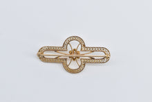 Load image into Gallery viewer, 10K Diamond Art Deco Filigree Rounded Bar Pin/Brooch Yellow Gold