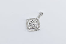 Load image into Gallery viewer, 10K Diamond Cluster Vintage Statement Squared Pendant White Gold