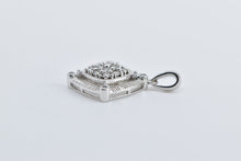 Load image into Gallery viewer, 10K Diamond Cluster Vintage Statement Squared Pendant White Gold