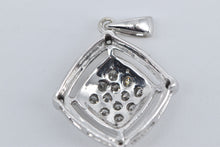 Load image into Gallery viewer, 10K Diamond Cluster Vintage Statement Squared Pendant White Gold