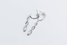 Load image into Gallery viewer, 10K Diamond Twist Spiral Dangle Fashion Earrings White Gold