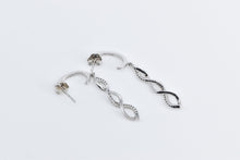 Load image into Gallery viewer, 10K Diamond Twist Spiral Dangle Fashion Earrings White Gold
