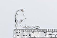 Load image into Gallery viewer, 10K Diamond Twist Spiral Dangle Fashion Earrings White Gold