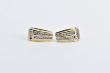 Load image into Gallery viewer, 10K Diamond Striped Vintage Geometric Stud Earrings Yellow Gold