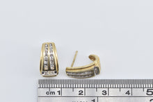 Load image into Gallery viewer, 10K Diamond Striped Vintage Geometric Stud Earrings Yellow Gold