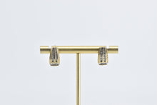 Load image into Gallery viewer, 10K Diamond Striped Vintage Geometric Stud Earrings Yellow Gold